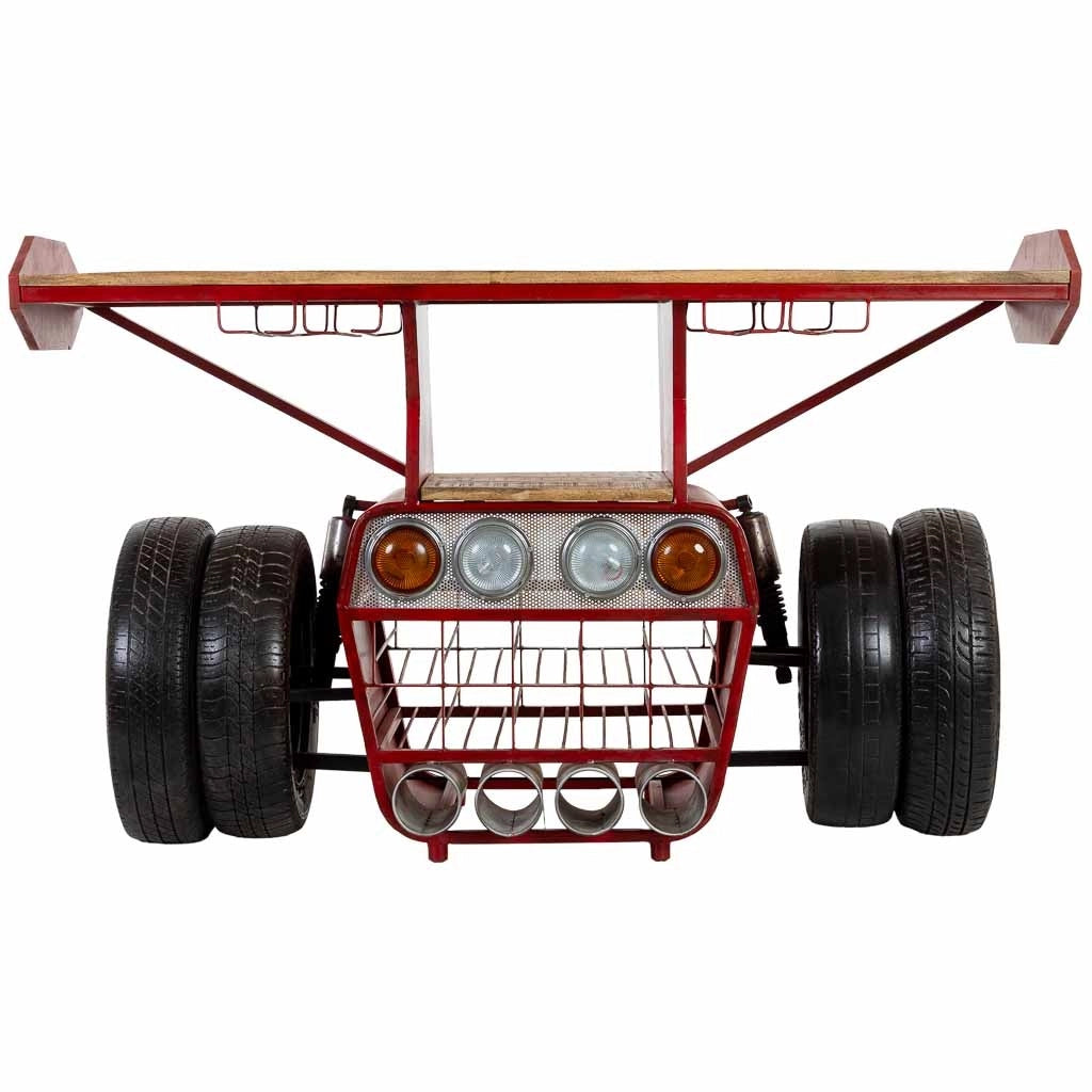 Mobile bar portabottiglie rosso con ruote 160x53x84h cm