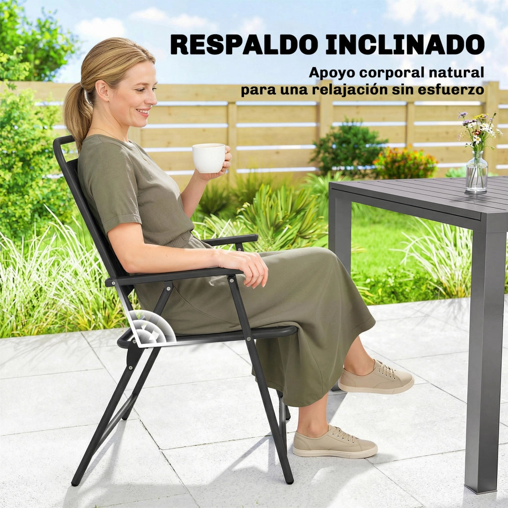Sedie da giardino pieghevoli ¨C zephmum ¨C nere, metallo, 55x63x93 cm