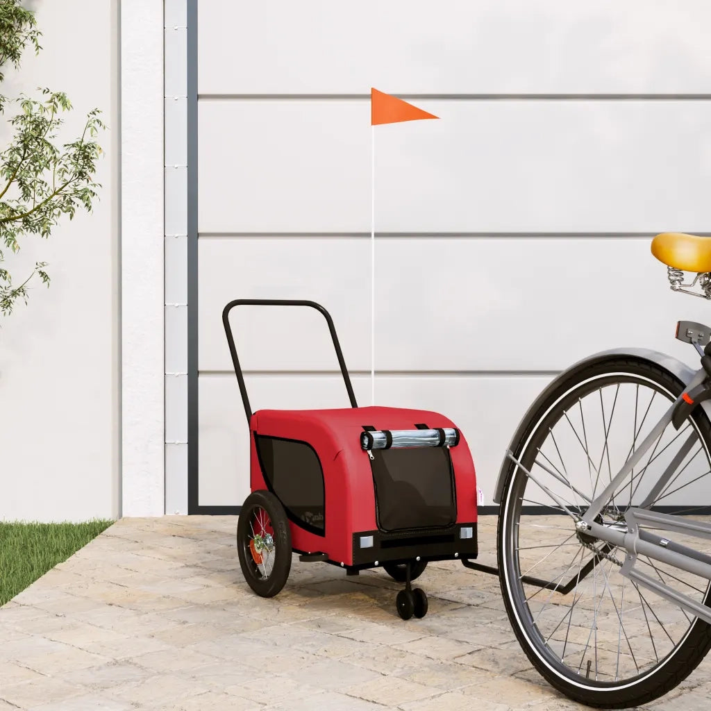 Rimorchio da Bici per Animali Rosso e Nero Oxford e Ferro CFW5331545