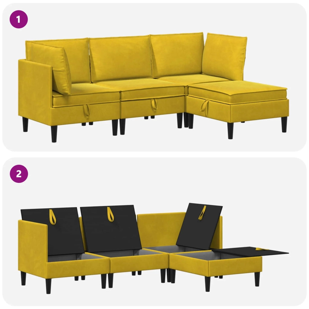 Set di mobili per il soggiorno con cuscino 4 pcs Giallo Velluto 3413760