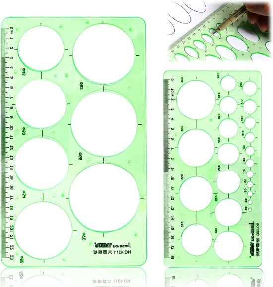 Due stili per cerchi di quilling verde per disegno - Linea per cerchi di quilling, 1 mm-70 mm - Set di segni per progetti di quilling per ufficio