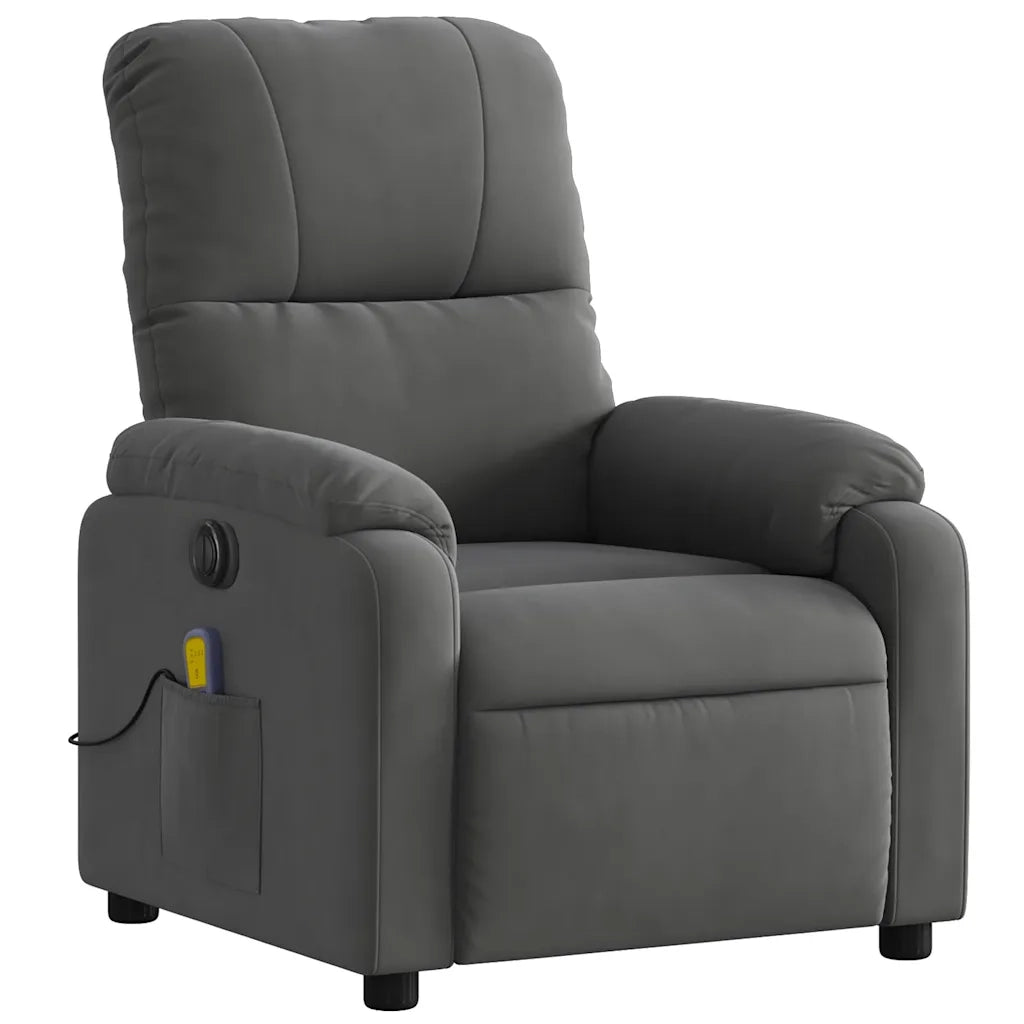 Poltrona Reclinante Massaggi Elettrica Grigio Scuro Microfibra 3204924