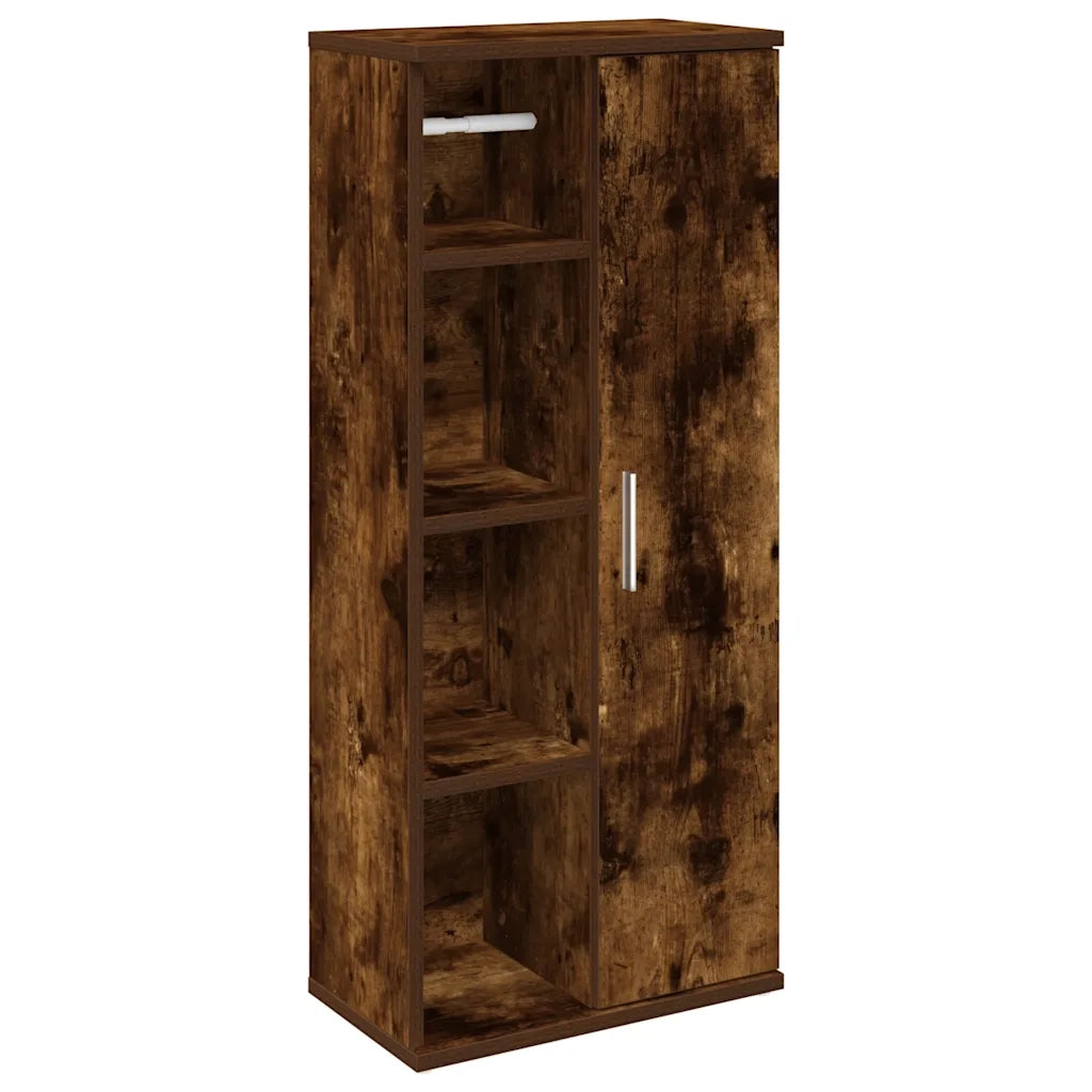 Mobile da Bagno con Portarotolo Rovere Fumo 39x22x90 cm 858528