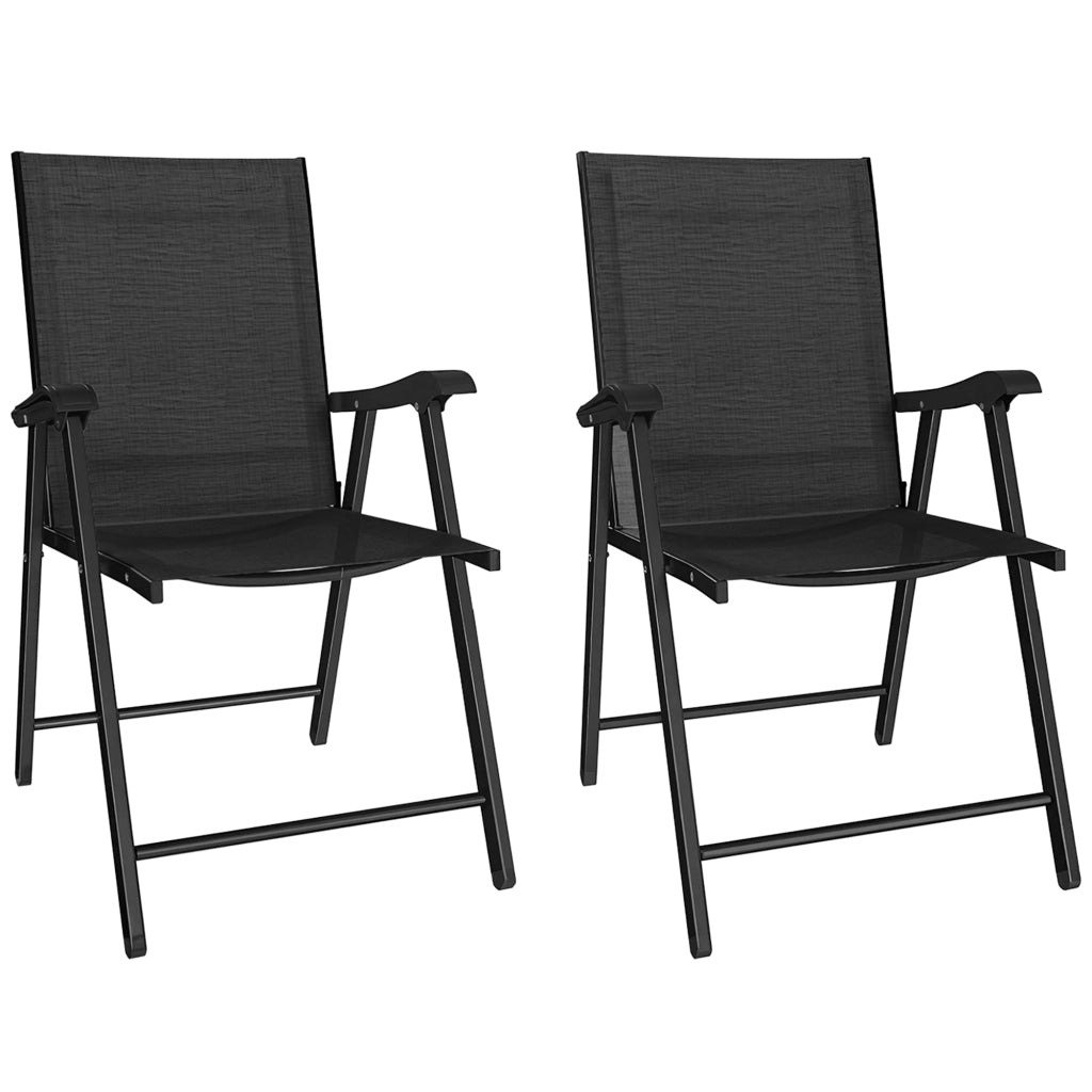 Set di 2 sedie pieghevoli da giardino con schienale alto in testeline in acciaio 58 x 62 x 97 cm nera