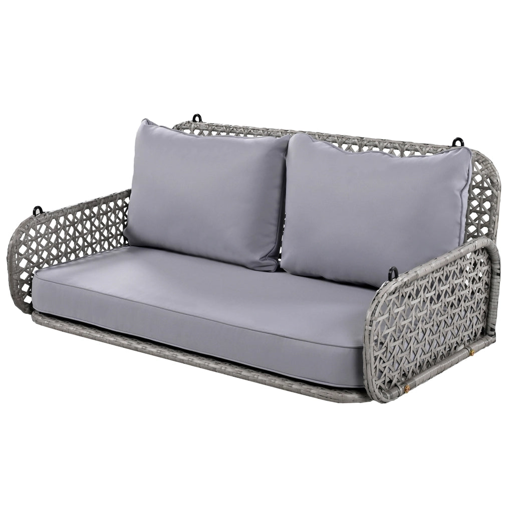 Dondolo da Giardino Doppio in Polyrattan con Cuscini ¨C MINIMAL ¨C Grigio, 2 Posti, 320 kg