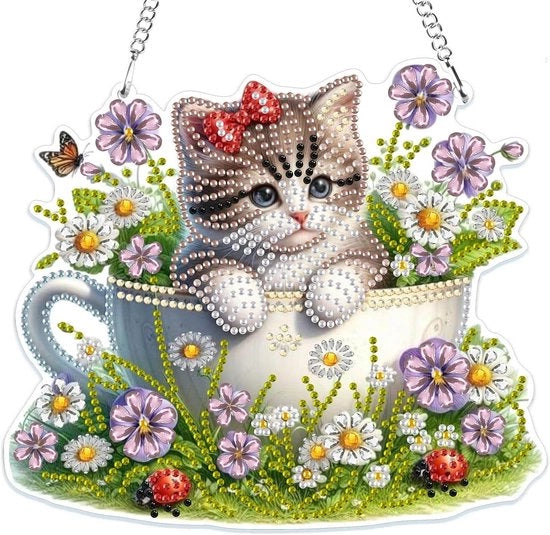 Set di pittura a diamante appeso con catena - 5D forma speciale diamante per adulti principianti - fiori cristalli strass pietre per pittura - pietra preziosa arte