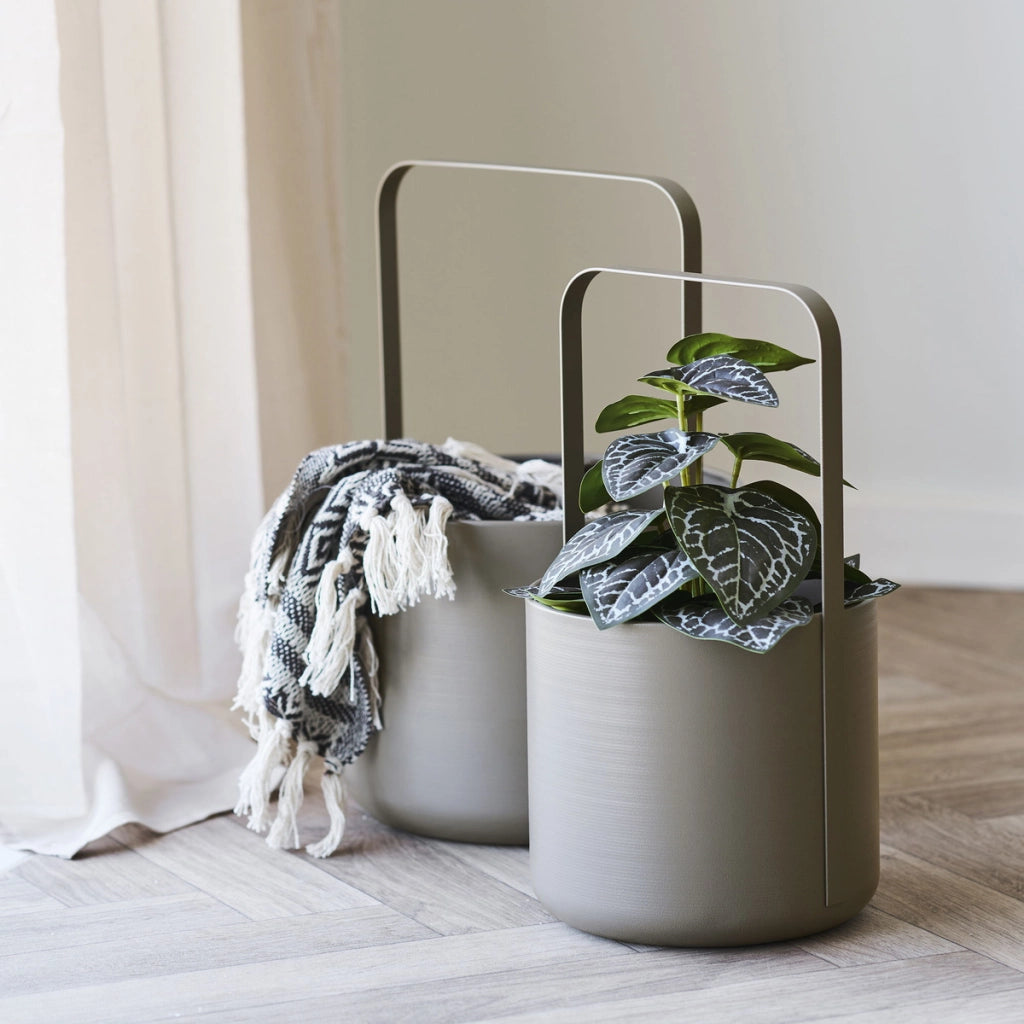 Vaso per Piante HN18, Marrone, Metallo, 19x19x35 cm
