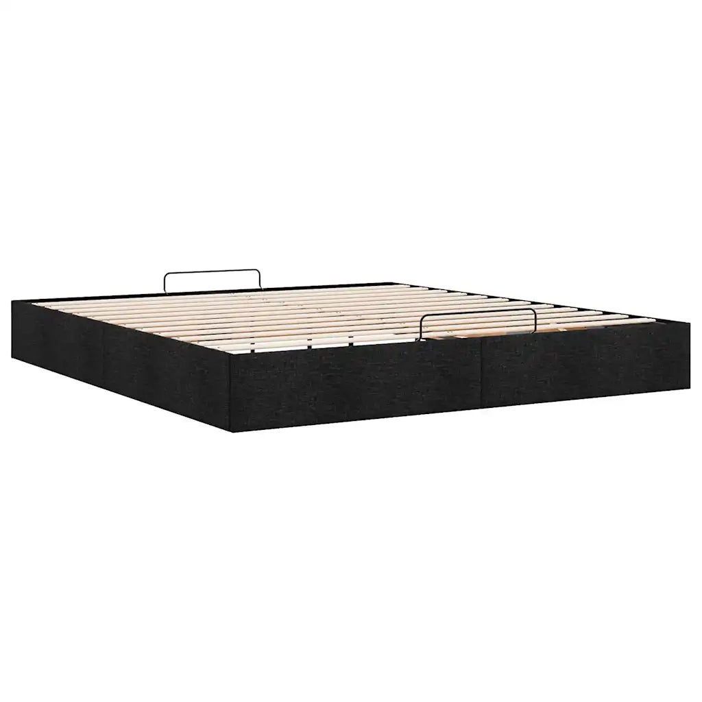Struttura Letto Pouf senza Materasso Nero 180x200 cm in Tessuto