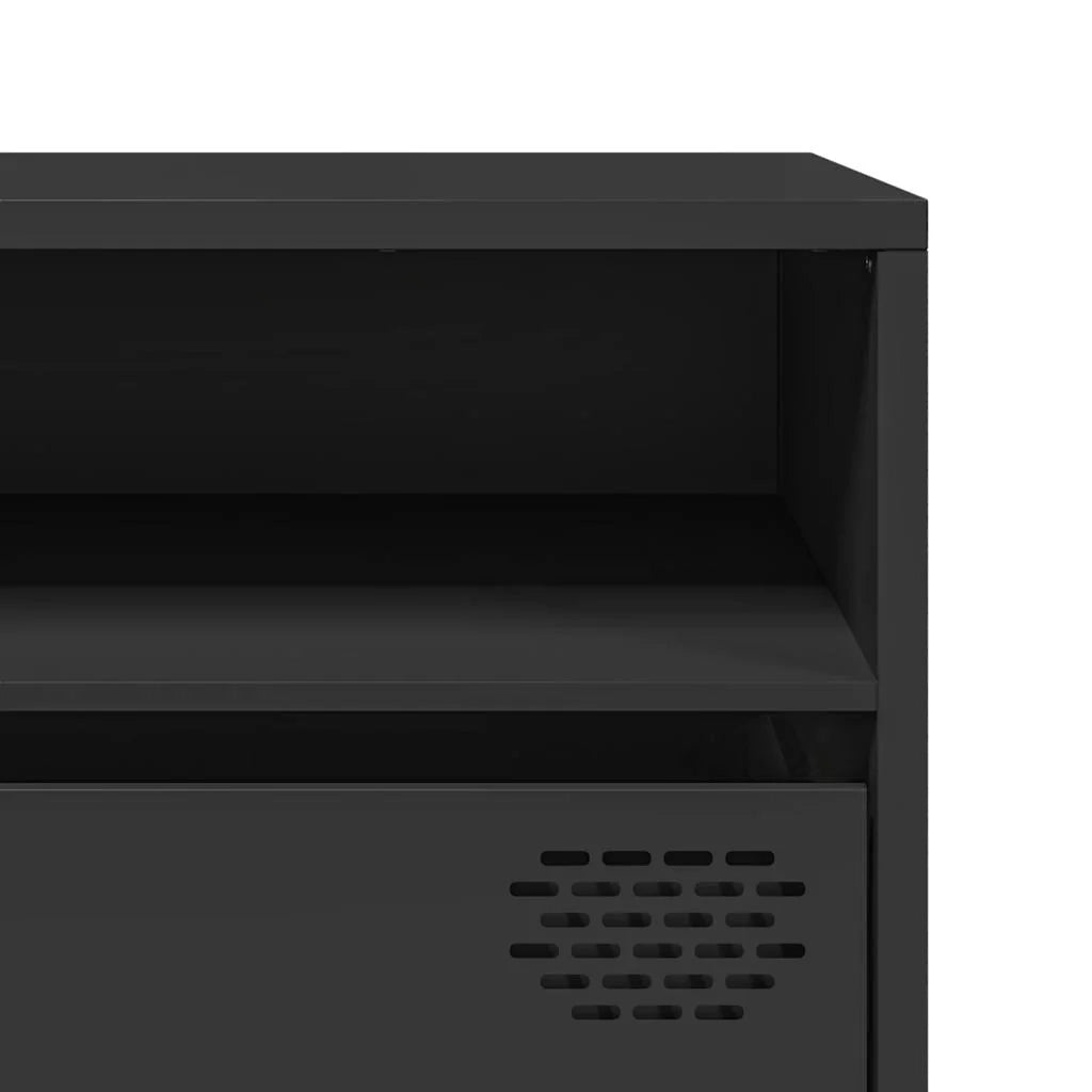 Mobile porta TV moderno nero con ampio spazio contenitivo 202 x 39 x 43 cm realizzato in acciaio laminato a freddo nero 02_0055638