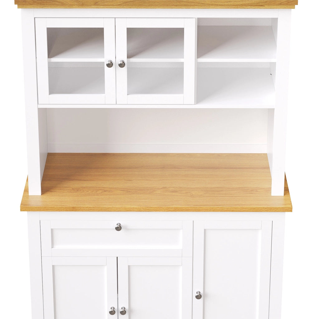 Armadio cucina con vetrina - Zephmum - 104¡Á40¡Á180cm - Bianco - LED regolabile, ripiani regolabili