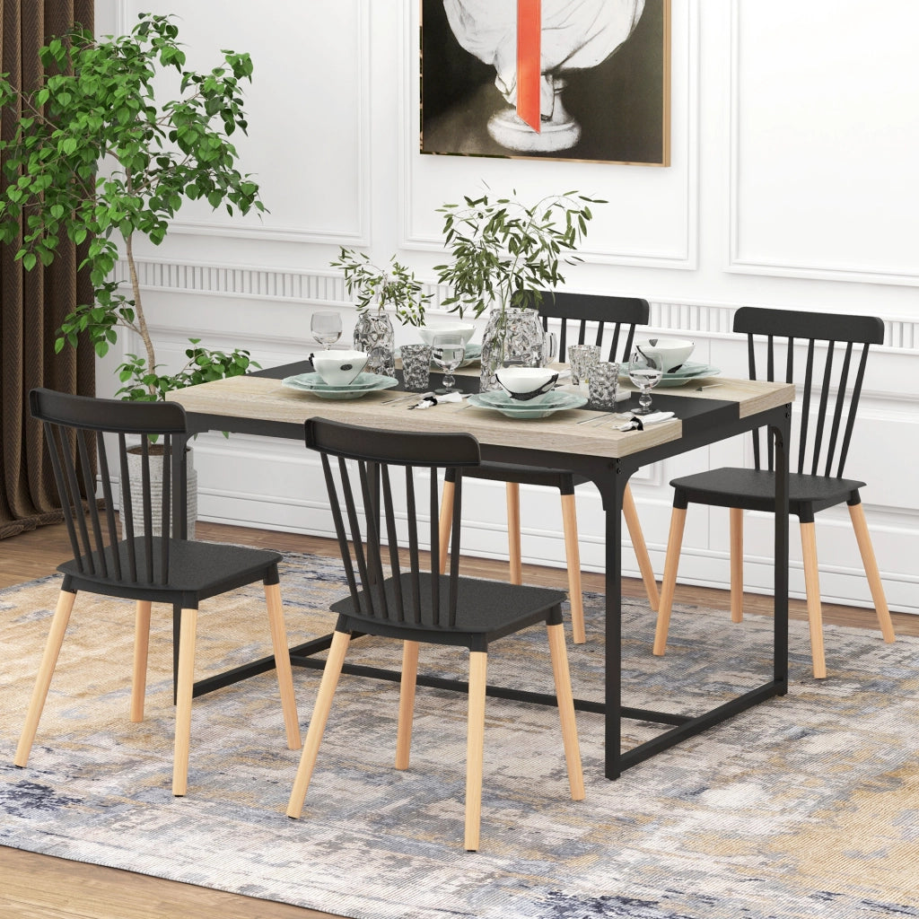 Sedia da pranzo con schienale alto ¨C zephmum ¨C in polipropilene e legno, nero, 48x52.5x83 cm