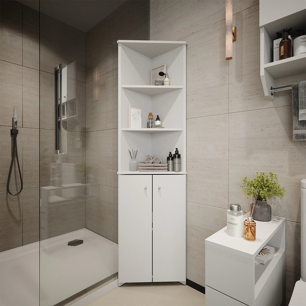 Vicco Armadio per il bagno Bianco 51.5 x 175 cm Armadio angolare a 2 ante