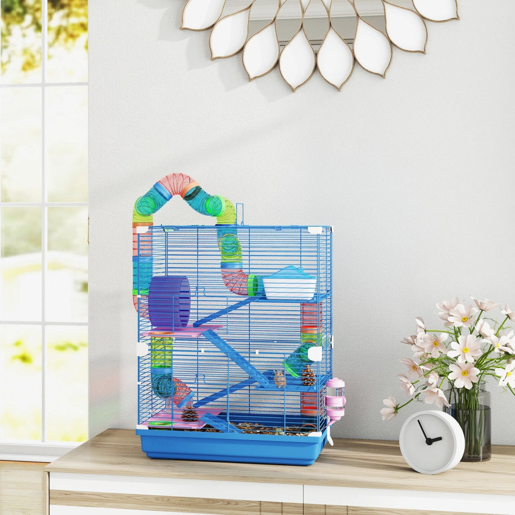 Casetta per Criceti a 5 Livelli con Tubi e Accessori ¨C zephmum ¨C 46x30x58 cm