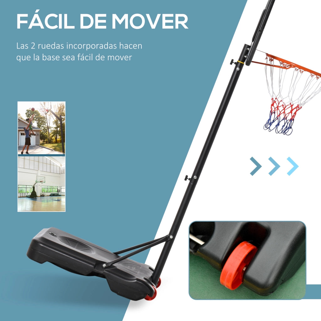 Canestro da Basket Portatile Regolabile per Interni ed Esterni ¨C zephmum ¨C 205-261 cm, Rosso e Nero