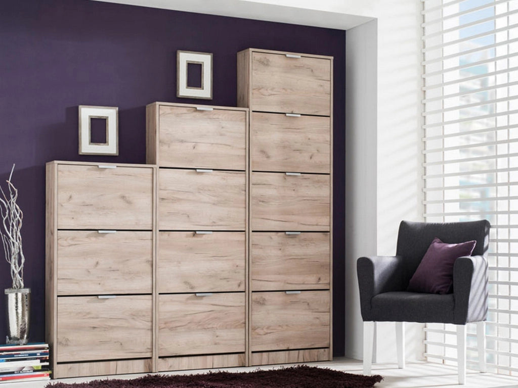 Mobile Portascarpe Pesche, Scarpiera un Ripiano, 58x18x155.5h cm Marrone Rovere Scuro