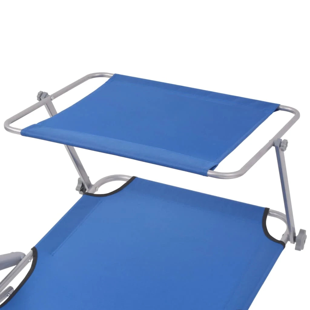 Lettino prendisole sedia a sdraio lettino prendisole letto da giardino mobili da esterno per patio con tettoia in acciaio blu 02_0012263
