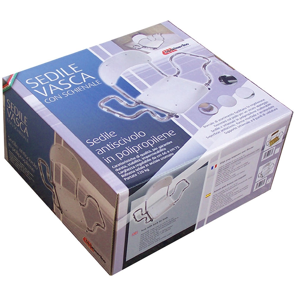 Sedile per vasca con schienale regolabile in polipropilene portata 120 kg