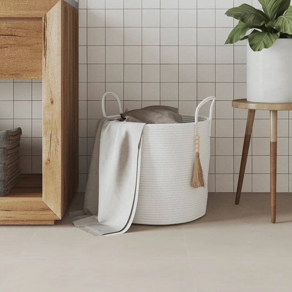 Cestino Portaoggetti Bianco ?40x35 cm in Cotone CFW7227652