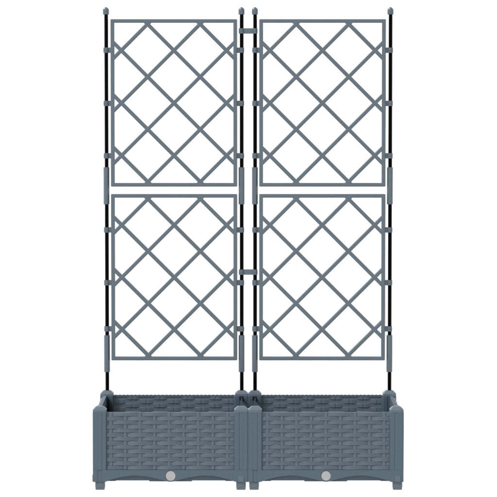 Fioriera con Trellis 2 pz Grigio Chiaro 80x40x125.5 cm