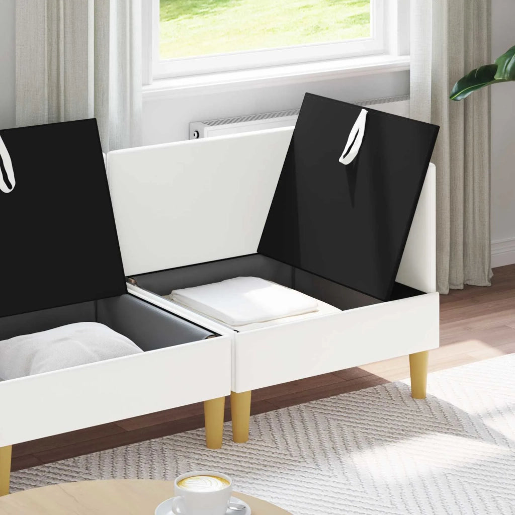 Set di divani modulari con spazio di archiviazione 4 pcs Bianco