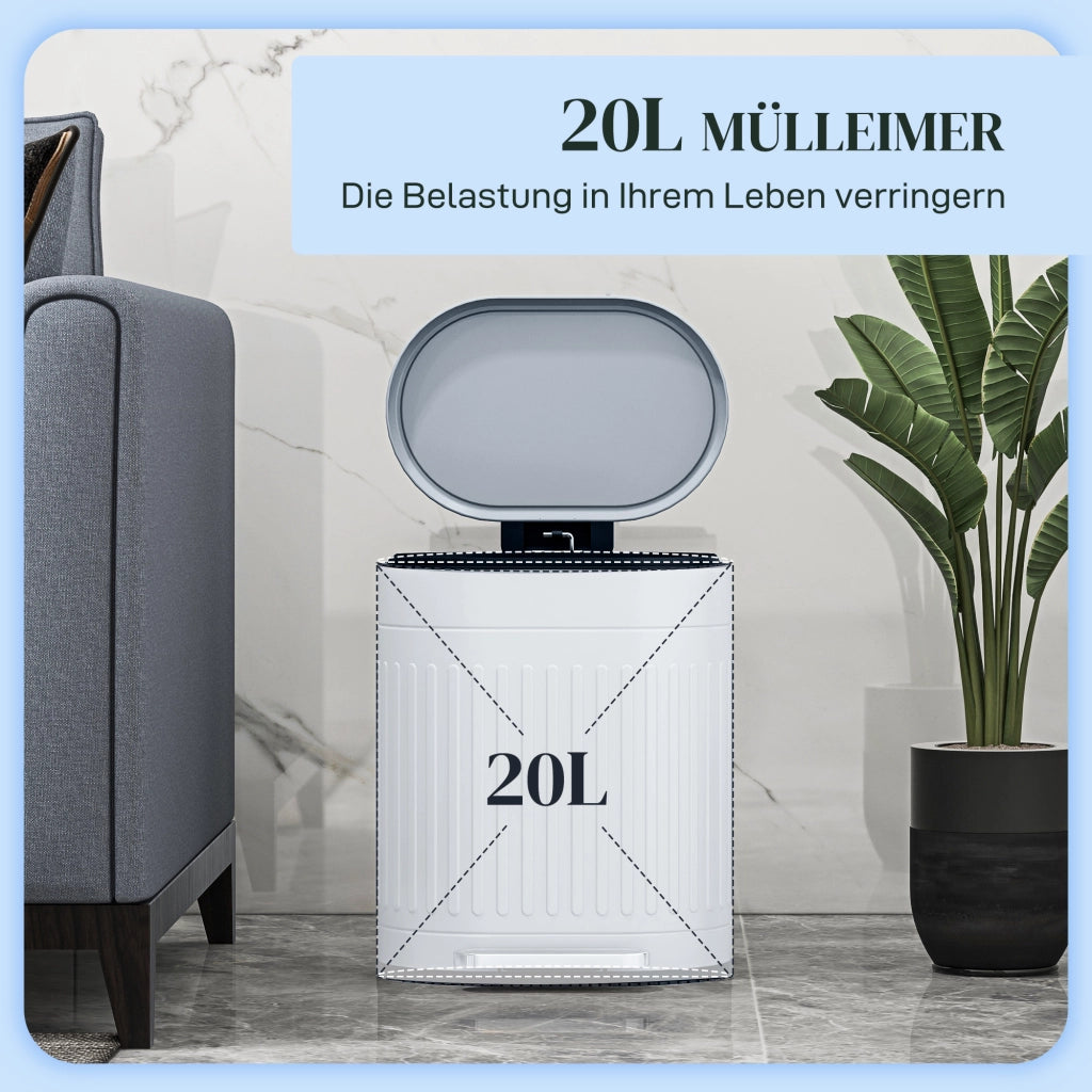Cestino 20L con Coperchio a Pedale e Contenitore Interno Estraibile ¨C Zephmum ¨C 36.5x31.2x45 cm, Grigio