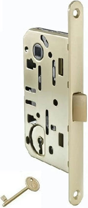 Serratura medium per porta scorrevole 50x8 mm ottonato
