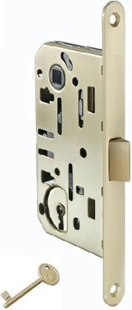 Serratura medium per porta scorrevole 50x8 mm ottonato