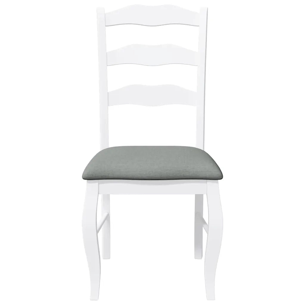 Sedie da Pranzo con Cuscini 2 pz Bianco Legno Massello di Hevea 4102495