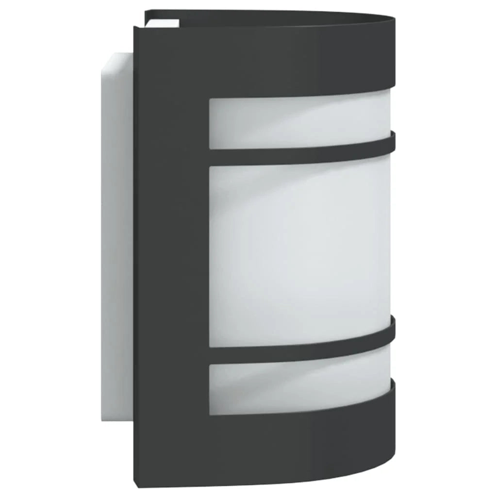 Set di 2 applique da esterno multiuso IP44 per la decorazione del giardino 13,5 x 10,5 x 16,5 cm acciaio inox nero 02_0056611