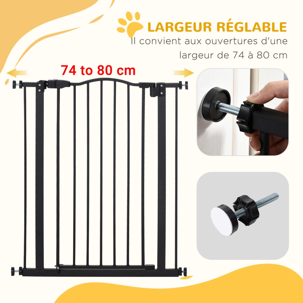 Cancello di Sicurezza Estensibile per Cani ¨C Xylo ¨C 74-80 cm Nero Chiusura Automatica