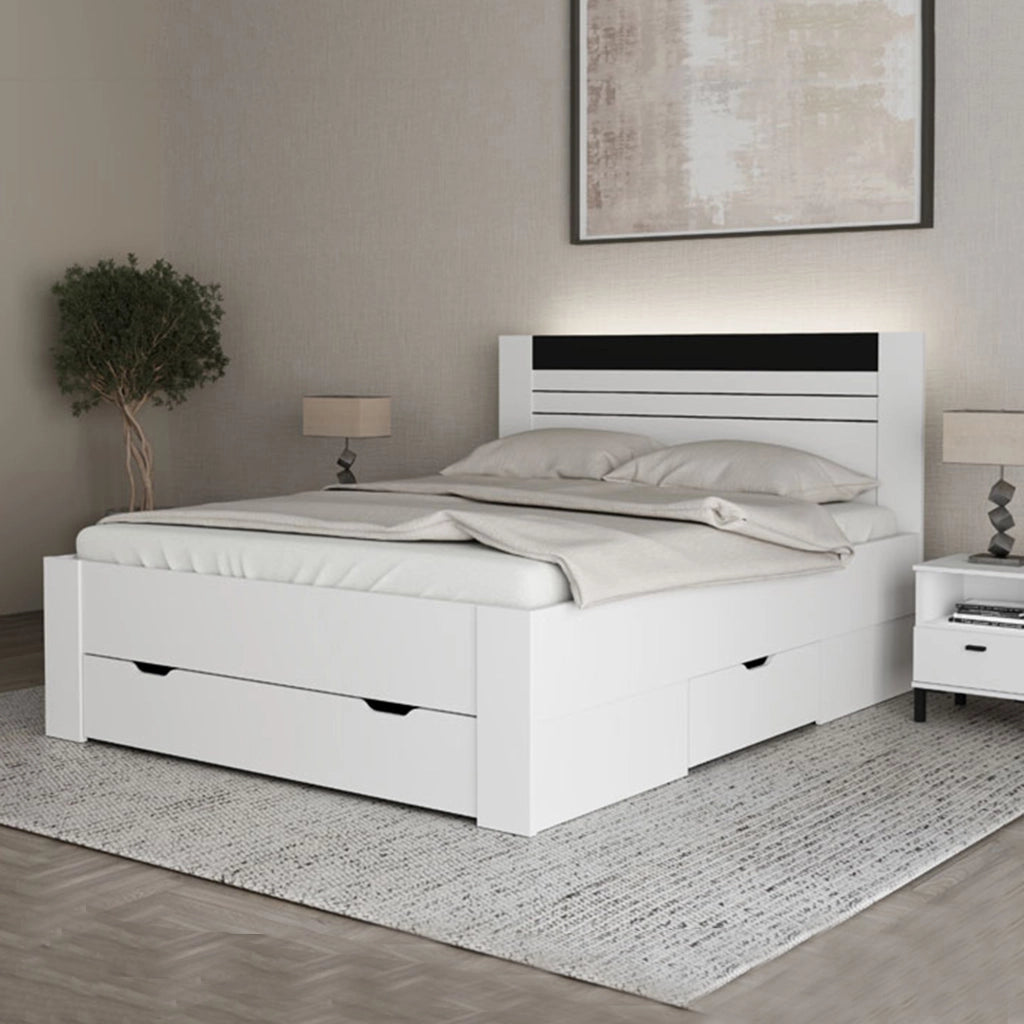 Letto Matrimoniale Kabale, Letto Matrimoniale Dimensione Materasso 160x200 cm, Bianco
