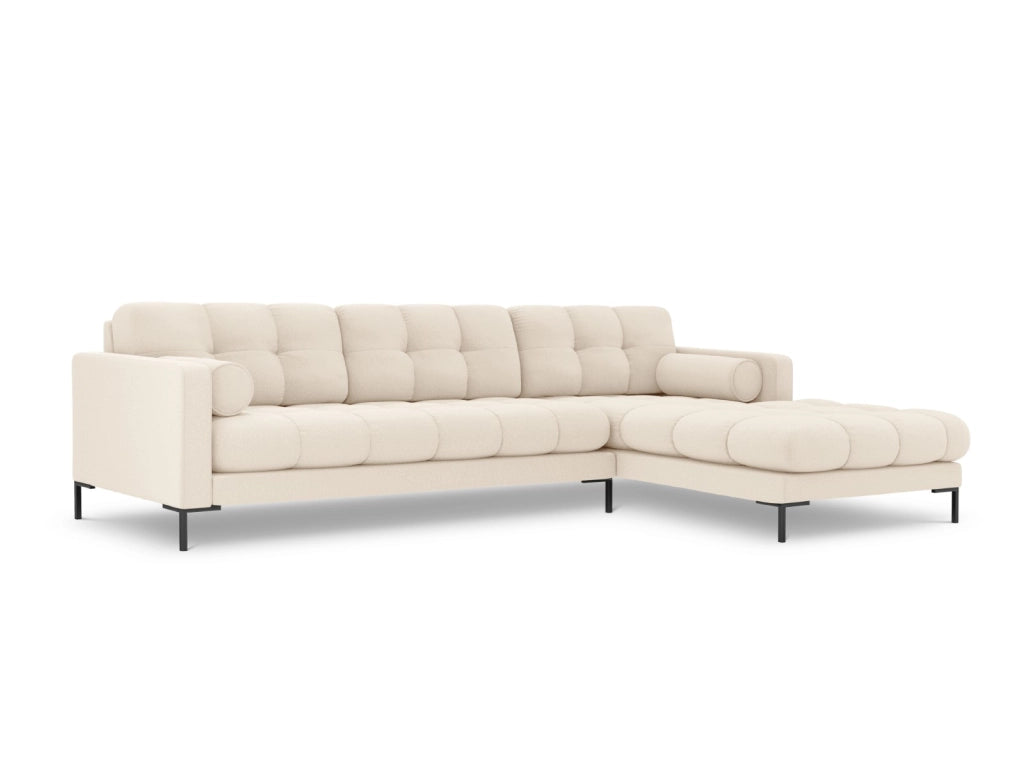 Cosmopolitan Design - Divano angolare destro "Bali" 5 posti in tessuto strutturato beige chiaro 