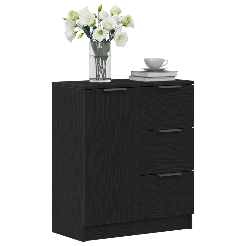 Sideboard Nero in Rovere 60x30x70 cm Realizzato in Legno Ingegnerizzato