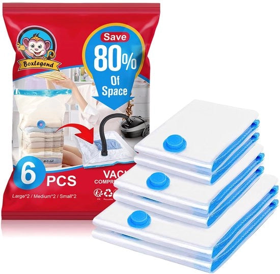 18 sacchi di compressione a vuoto con pompa elettrica – 4 misure spesse, impermeabili: 4 x Jumbo, 4 x Grande, 4 x Medio, 6 x Piccolo per abbigliamento, coperte, giacche invernali