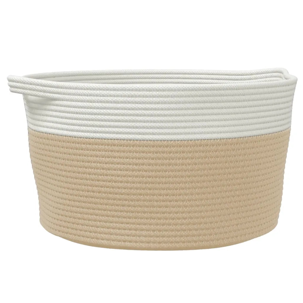 Cestino Portaoggetti Beige e Bianco ?40x25 cm in Cotone CFW5740339