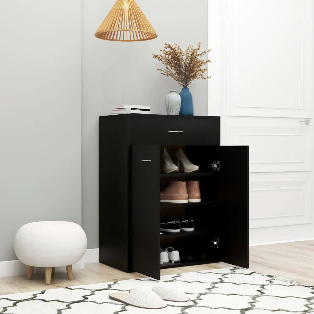 Scarpiera Nera 60x35x84 cm in Legno Multistrato 801072