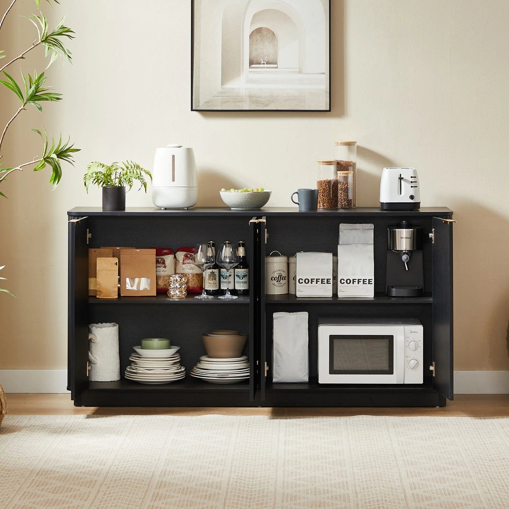 Mobile TV con Credenza ¨C MINIMAL ¨C Nero, Legno, 160x80x40