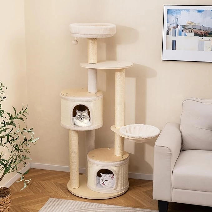 Albero per Gatti, Tiragraffi per Gattini con Tiragraffi in Sisal e Tappetino, Condomini, Piattaforma, Amaca, Giocattolo Pendente, Cuscino Lavabile e Multi-Livello, Mobili per Gatti da Interno