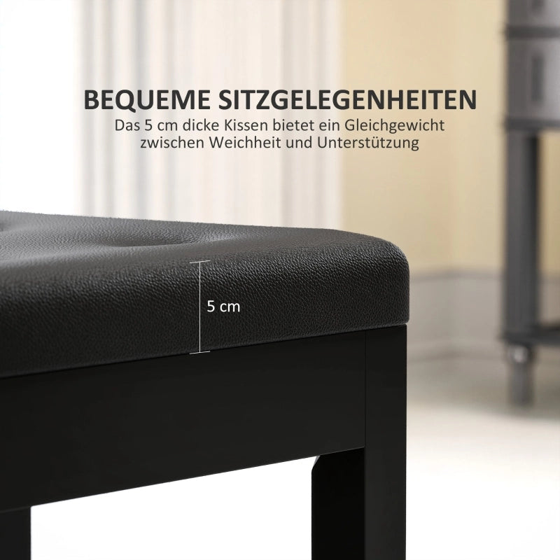 Panchetta per pianoforte con contenitore in pelle rigenerata gambe in legno nero 55 × 34 × 50 cm
