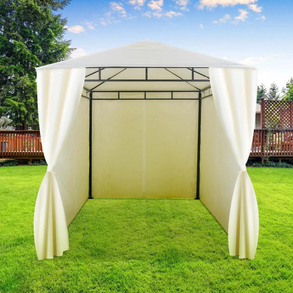 Gazebo 3x2 M per esterni in ferro elegante gazebo da giardino completo di teli laterali colore ecrù