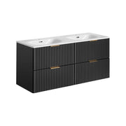 Mobile sotto lavabo NOXERA 120 cm – Nero opaco – Doppio lavabo incassato + sifoni