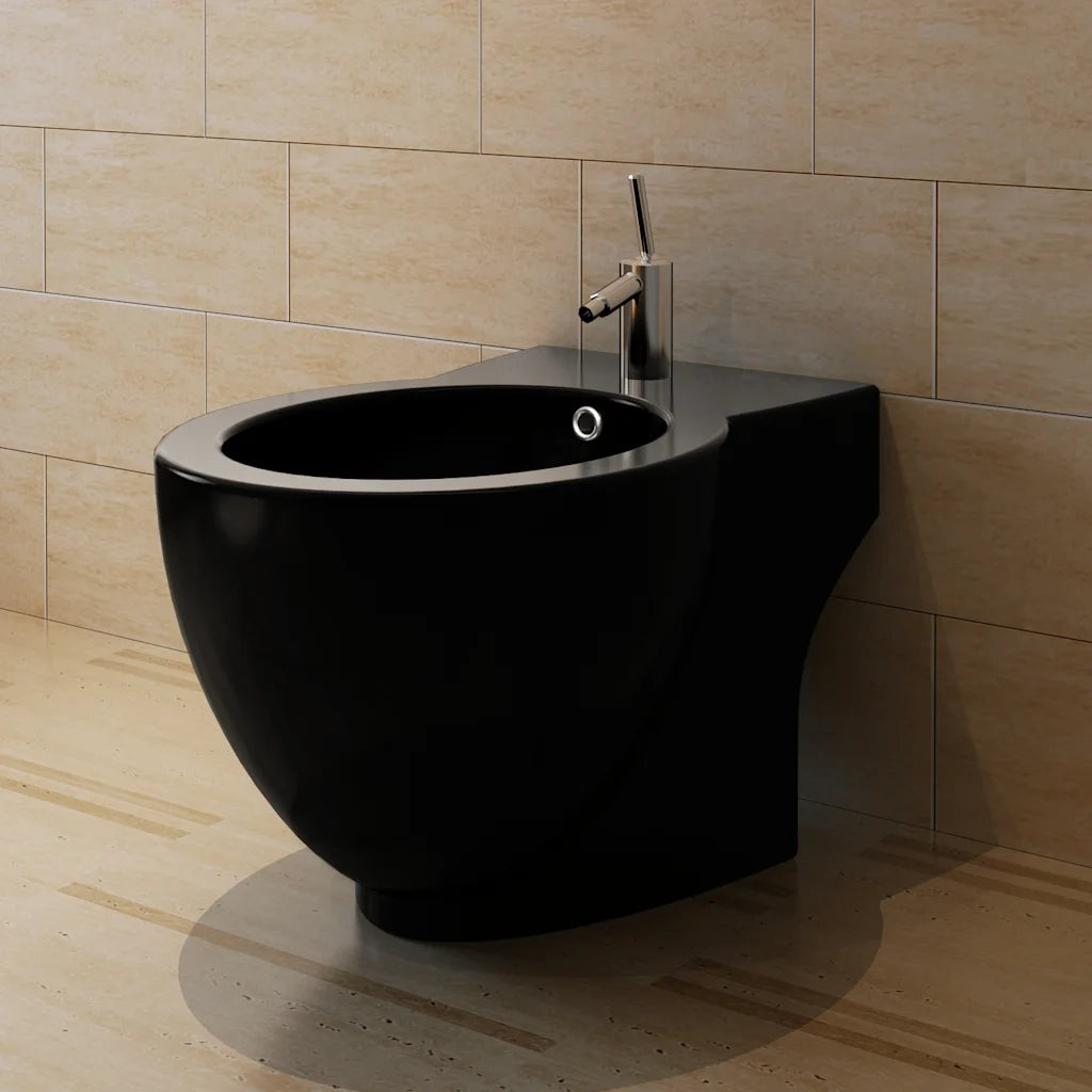 Bid¨¨ Rotondo in Ceramica di Alta Qualit¨¤ con Piede Nero CFW5783755