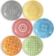 Set di piatti bassi, Piatto per pasta, Piatto per zuppa, Piatto basso in ceramica per pasta, zuppa, insalata, spaghetti, 6 pezzi, Piatto per insalata in ceramica, Piatto per pasta, Colorato 680 ml, Resistente a microonde e lavastoviglie, 20 x 4 cm.