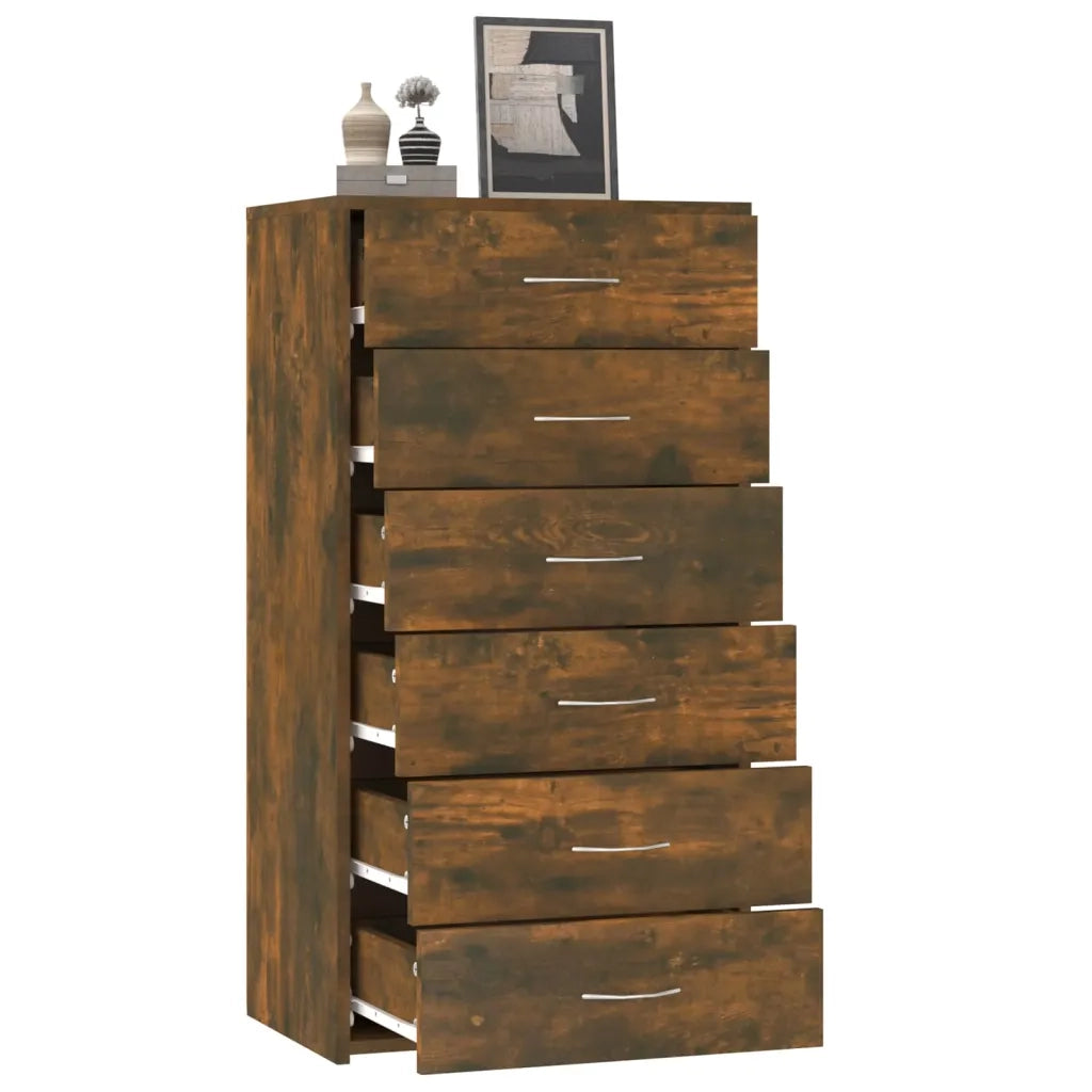 Credenza 6 Cassetti Rovere Fumo 50x34x96cm in Legno Multistrato 815363