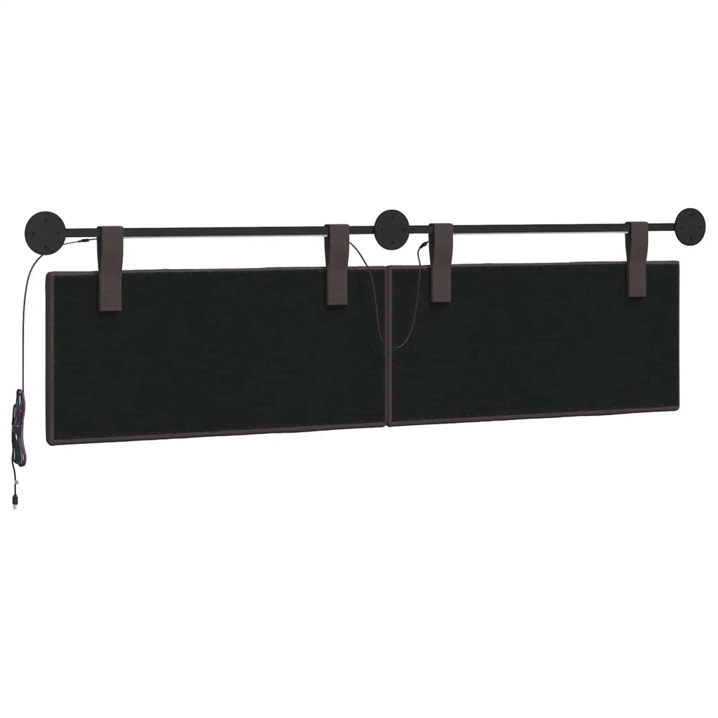 Testiera sospesa Con luce LED Marrone Scuro Tessuto