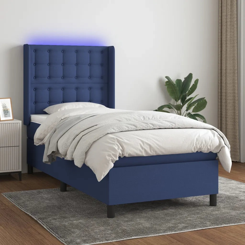 Letto a Molle con Materasso e LED Blu 80x200 cm in Tessuto cod mxl 35479