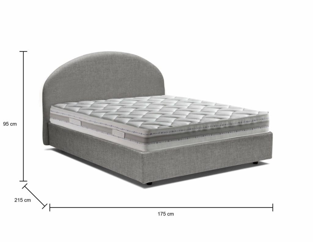 Letto Matrimoniale Melanite, Letto Matrimoniale Materasso Incluso Made in Italy, Grigio