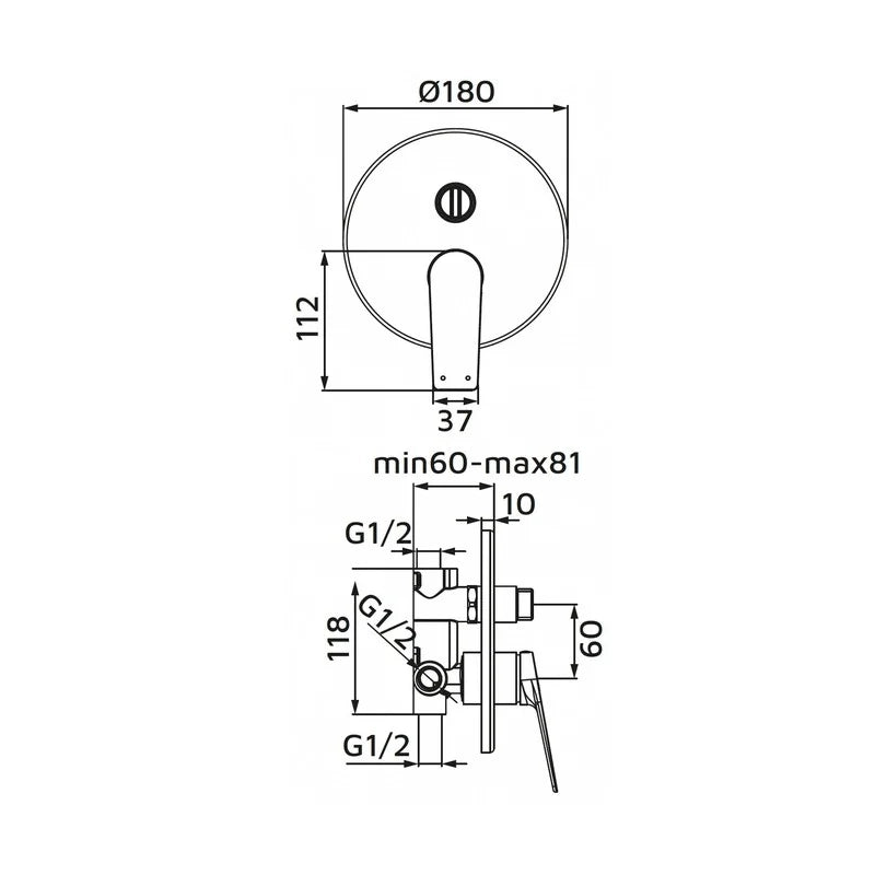 Miscelatore Incasso Doccia con Deviatore Serie Lando Gun Grey
