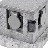 Presa multipla effetto granito per esterno 4 attacchi protezione IP44 2 interruttori