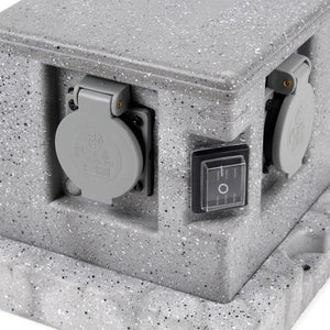 Presa multipla effetto granito per esterno 4 attacchi protezione IP44 2 interruttori